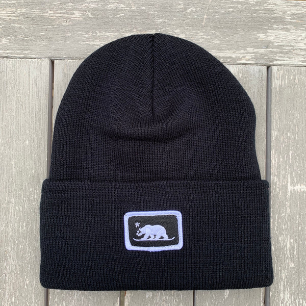 Embroidered Snowboard Bear Patch Beanie