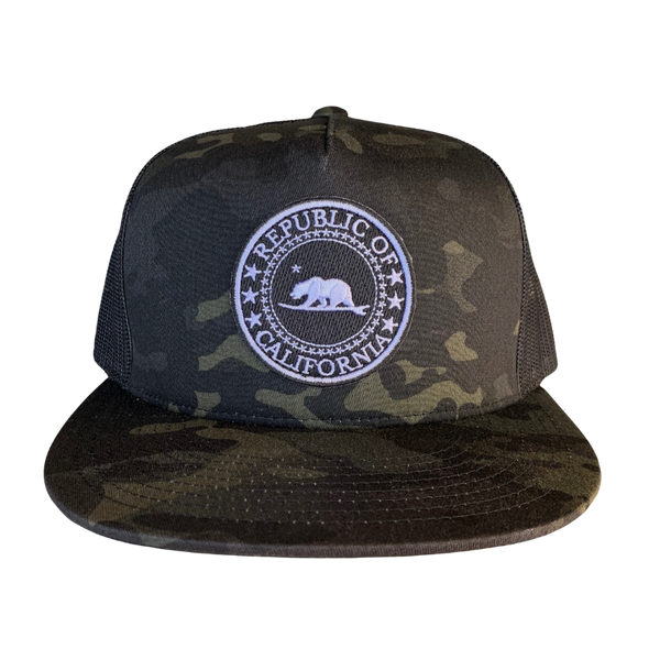 Republic of California - Black Camo Premium flat bill trucker