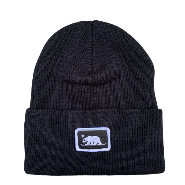Embroidered Snowboard Bear Patch Beanie
