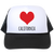 California Love Trucker Hat - White Front Panel with Large Red Heart - Designed & Printed in USA - Free Shipping